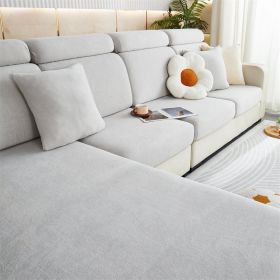 1 Pc Winter Plush Sofa Cushion, Anti Slip Seat Cushion, Thickened All Inclusive Sofa Cover, All Season Universal Fabric Sofa Towel Cover (Color: light gray, size: Pillow cover)