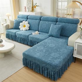 1 PC Elastic Plush Sofa Cover, All Inclusive Noble Consort Sofa Hat, Sofa Cushion, Autumn and Winter Collection, All Season Universal Cover Cloth (Color: Blue, size: 3-seater seat)