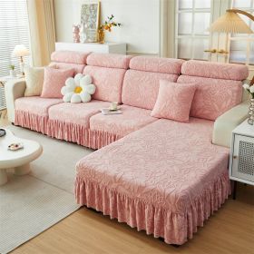 1 PC Elastic Plush Sofa Cover, All Inclusive Noble Consort Sofa Hat, Sofa Cushion, Autumn and Winter Collection, All Season Universal Cover Cloth (Color: Pink, size: Sofa back cover)