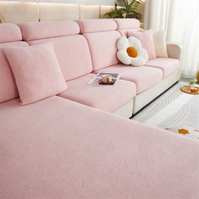 1 Pc Winter Plush Sofa Cushion, Anti Slip Seat Cushion, Thickened All Inclusive Sofa Cover, All Season Universal Fabric Sofa Towel Cover (Color: Pink, size: 3-seater seat)