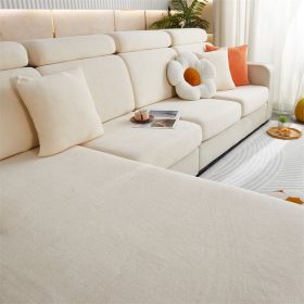 1 Pc Winter Plush Sofa Cushion, Anti Slip Seat Cushion, Thickened All Inclusive Sofa Cover, All Season Universal Fabric Sofa Towel Cover (Color: Beige, size: Sofa head cover)