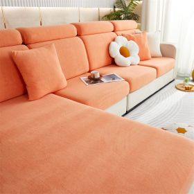 1 Pc Winter Plush Sofa Cushion, Anti Slip Seat Cushion, Thickened All Inclusive Sofa Cover, All Season Universal Fabric Sofa Towel Cover (Color: Orange, size: Sofa back cover)