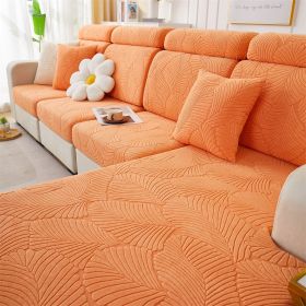 1 Pc Jacquard Velvet Elastic Sofa Cover, All Inclusive Universal Set, Anti Cat Scratch Hat, All Season Universal Anti Slip Seat Cushion (Color: Orange, size: Sofa head cover)