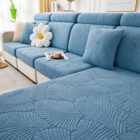 1 Pc Jacquard Velvet Elastic Sofa Cover, All Inclusive Universal Set, Anti Cat Scratch Hat, All Season Universal Anti Slip Seat Cushion (Color: Blue, size: Single seat)