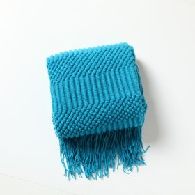 3D Knitted Blanket With Tassel Solid Color Sofa Blanket Cover Nordic Home Decor Throw Blanket For Bed Portable Breathable Shawl (Color: Blue D, size: 130x200cm)