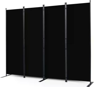 Room Dividers, 8 Pieces with Wider Support Legs, 6-foot Movable Room Dividers, 176 "wide X 71" High, Black (Color: Black, size: 22 - 8 Panel)