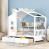 Wooden Twin Size House Bed with 2 Drawers,Kids Bed with Storage Shelf