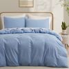 100% Washed Cotton Duvet Cover Set, Durable Fade-Resistant Natural Bedding Set (No Comforter)