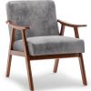 Mid-Century Modern Chair, Living Room Chair with Solid Wood Frame, Accent Chair Extra-Thick Backrest, Wingback Chair for Bedroom, Reading Room