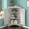 Triangle Bathroom Storage Cabinet with Adjustable Shelves, Freestanding Floor Cabinet for Home Kitchen