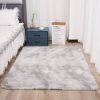 1pc, High Pile Tie-Dyed Shaggy Rug for Living Room and Bedroom - Fire Retardant, Machine Washable, Anti-Skid, Faux Fur