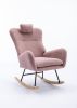 35.5 inch Rocking Chair, Soft Teddy Velvet Fabric Rocking Chair for Nursery