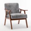 Mid-Century Modern Chair, Living Room Chair with Solid Wood Frame, Accent Chair Extra-Thick Backrest, Wingback Chair for Bedroom, Reading Room