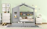 Wooden Twin Size House Bed with 2 Drawers,Kids Bed with Storage Shelf