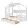 Wooden Twin Size House Bed with 2 Drawers,Kids Bed with Storage Shelf